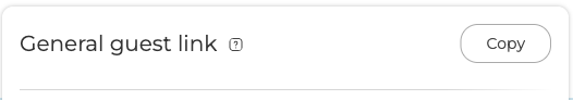The general guest link at the top of the webinar links panel with the Copy button beside it