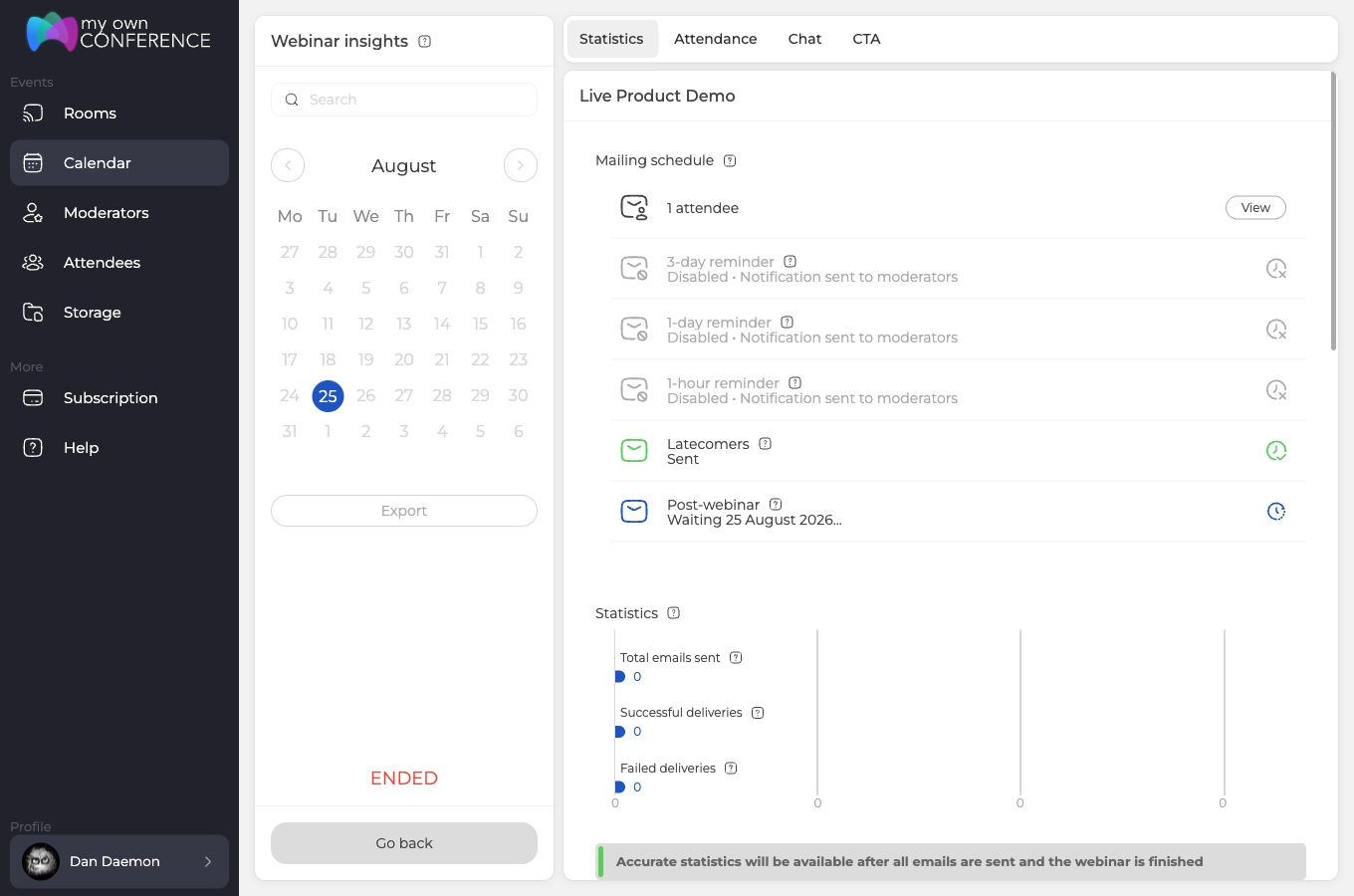 Raport webinaru otwarty na czterech kartach w panelu