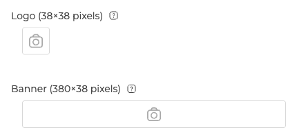 De rijen Logo en Banner voordat er iets is geüpload, elk met alleen een cameraknop