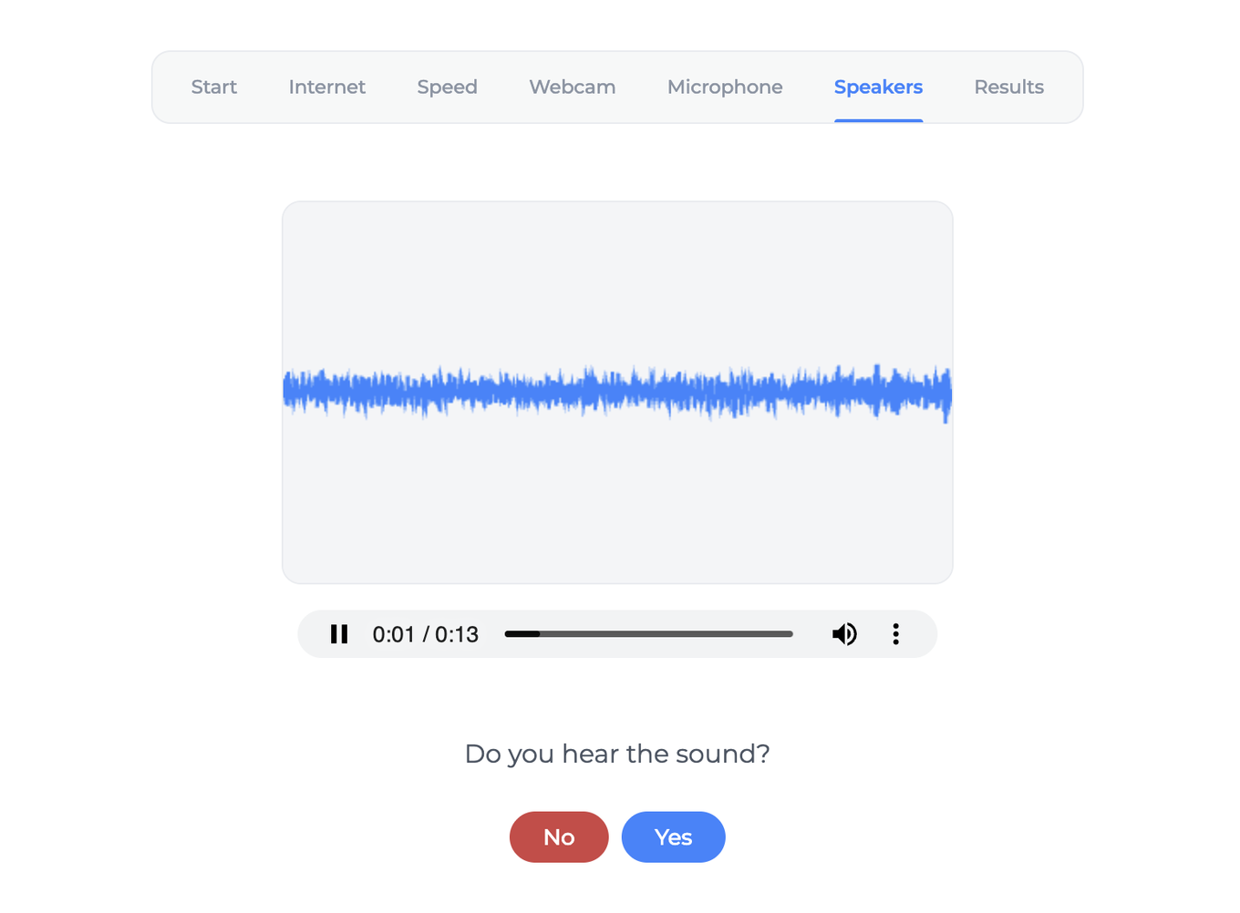 The tester playing a test sound so you can confirm the speakers work
