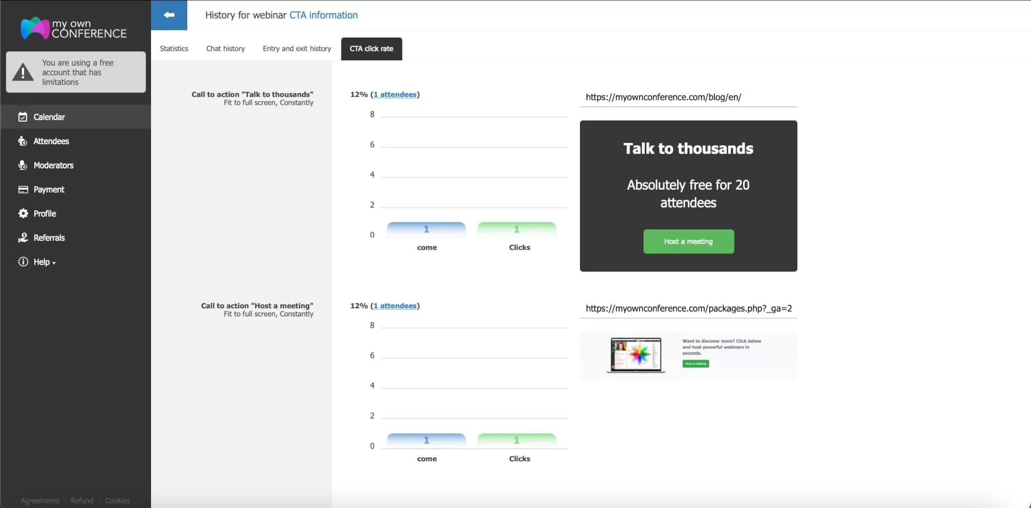 Statistics for your call-to-action banners.