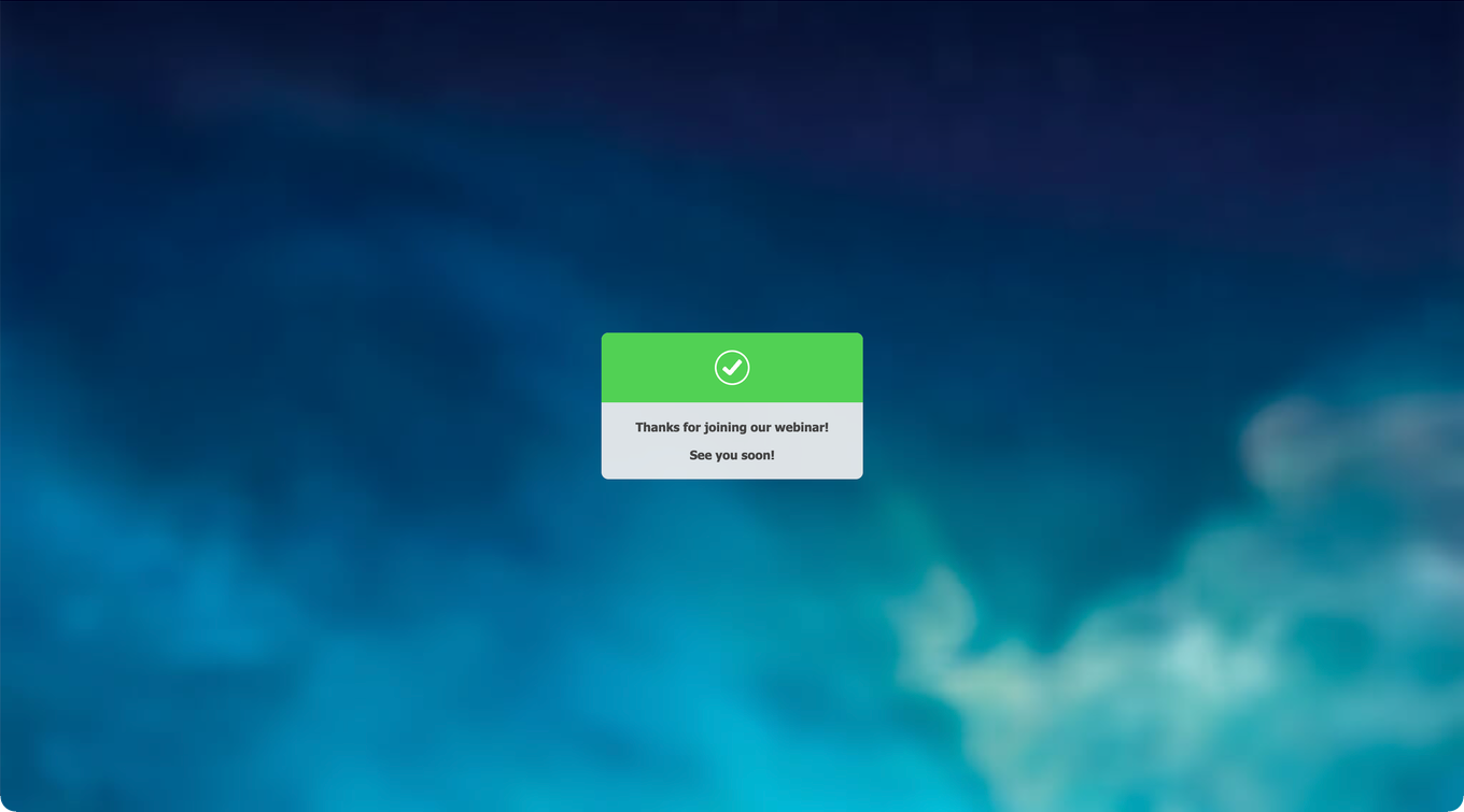 Komunikat, który uczestnik widzi po zakończeniu webinaru