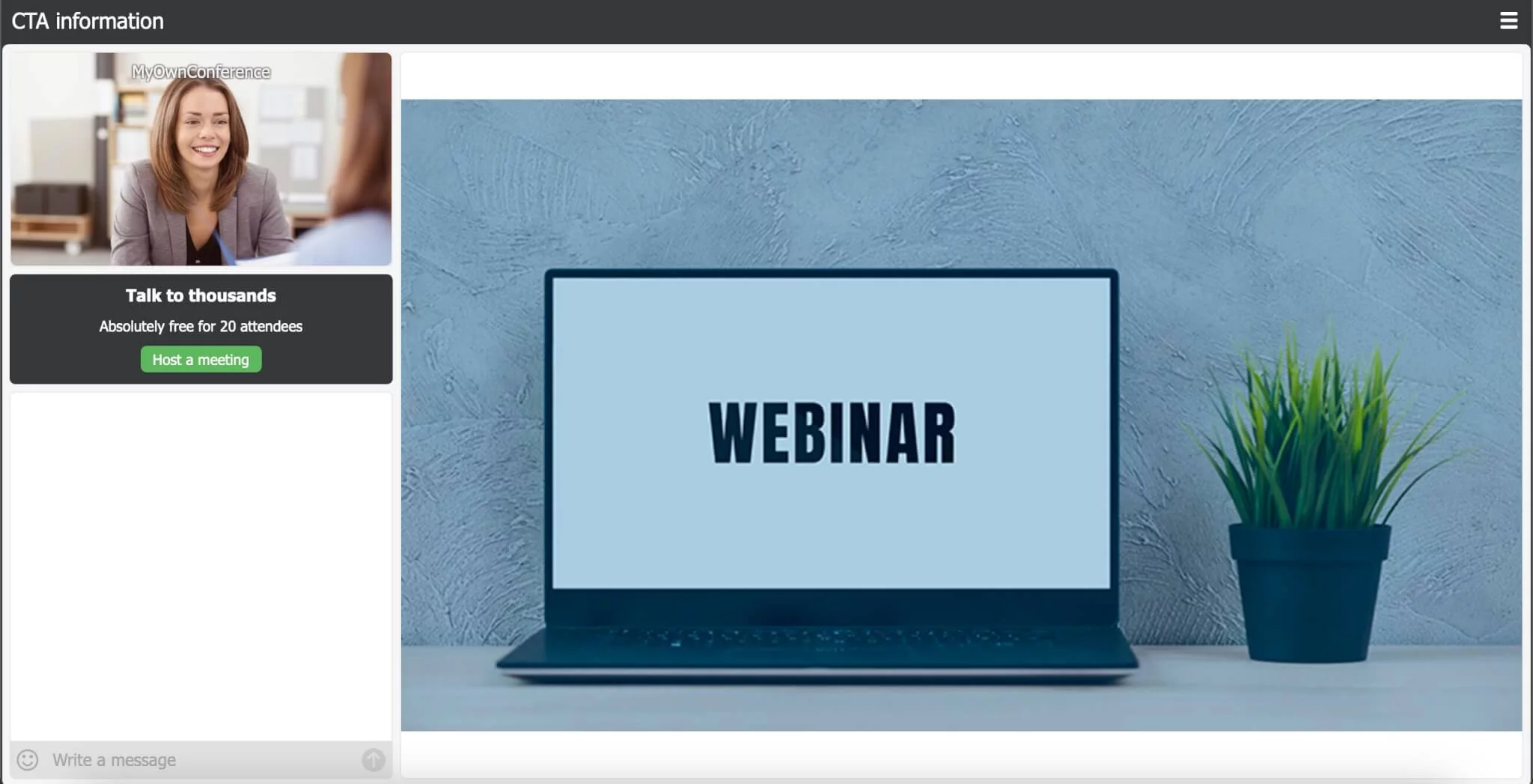 Call to action above chat.