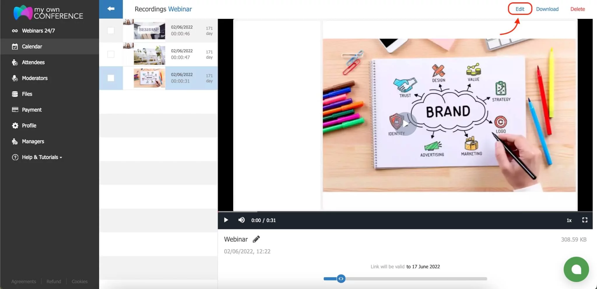 How to trim a webinar recording?