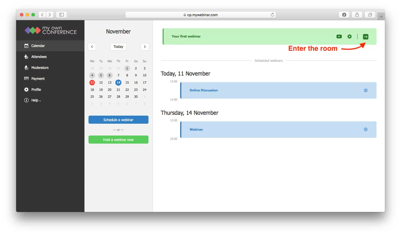 Enter the webinar room