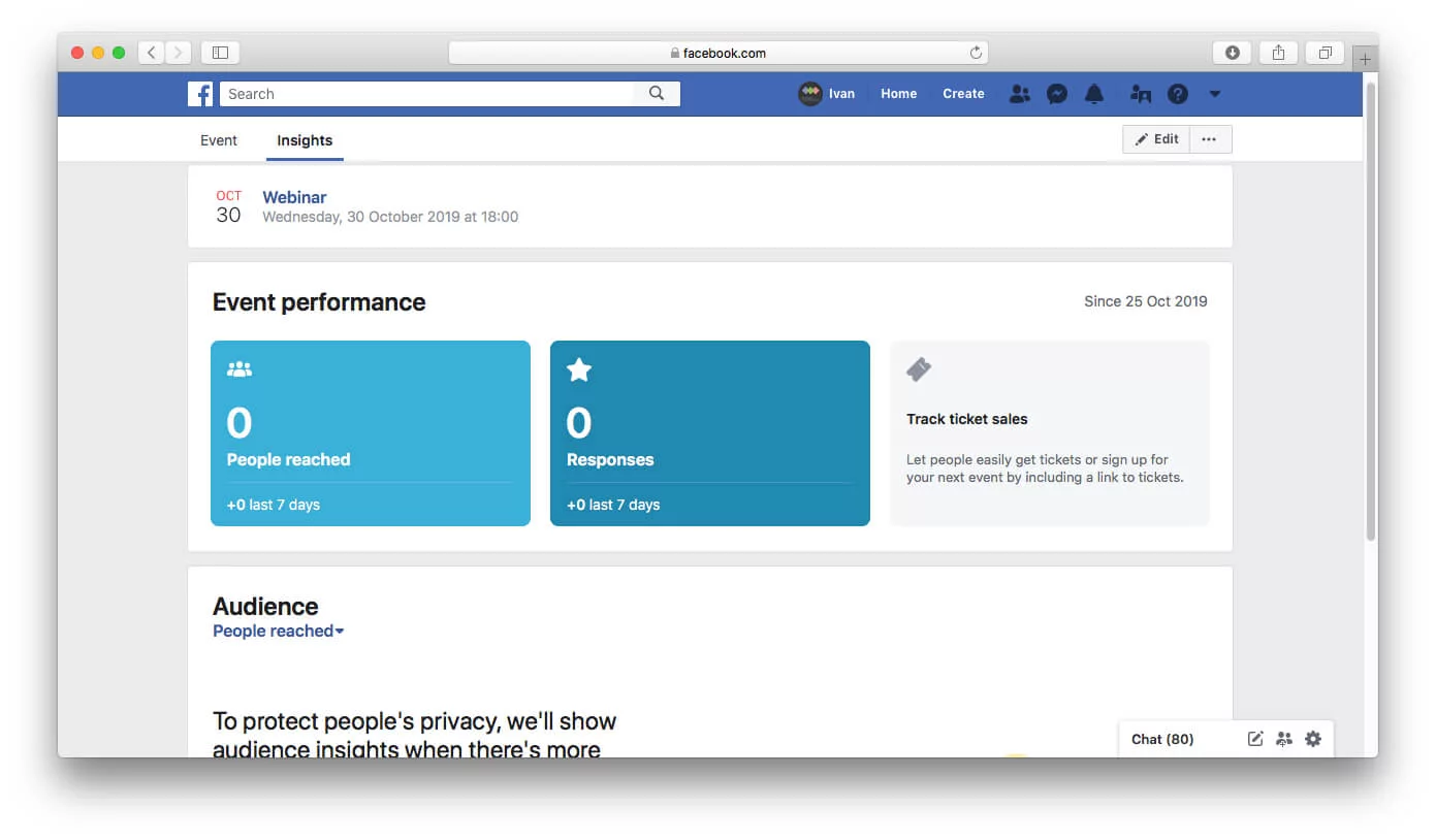 Facebook event statistics