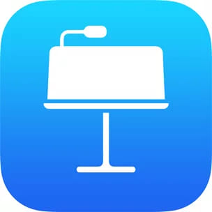 The Keynote icon, a white lectern with a small lamp on a blue gradient square