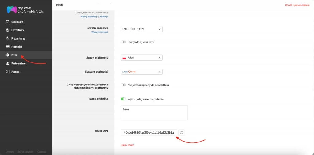 Integracja MyOwnConference z zewnętrznymi systemami przez API