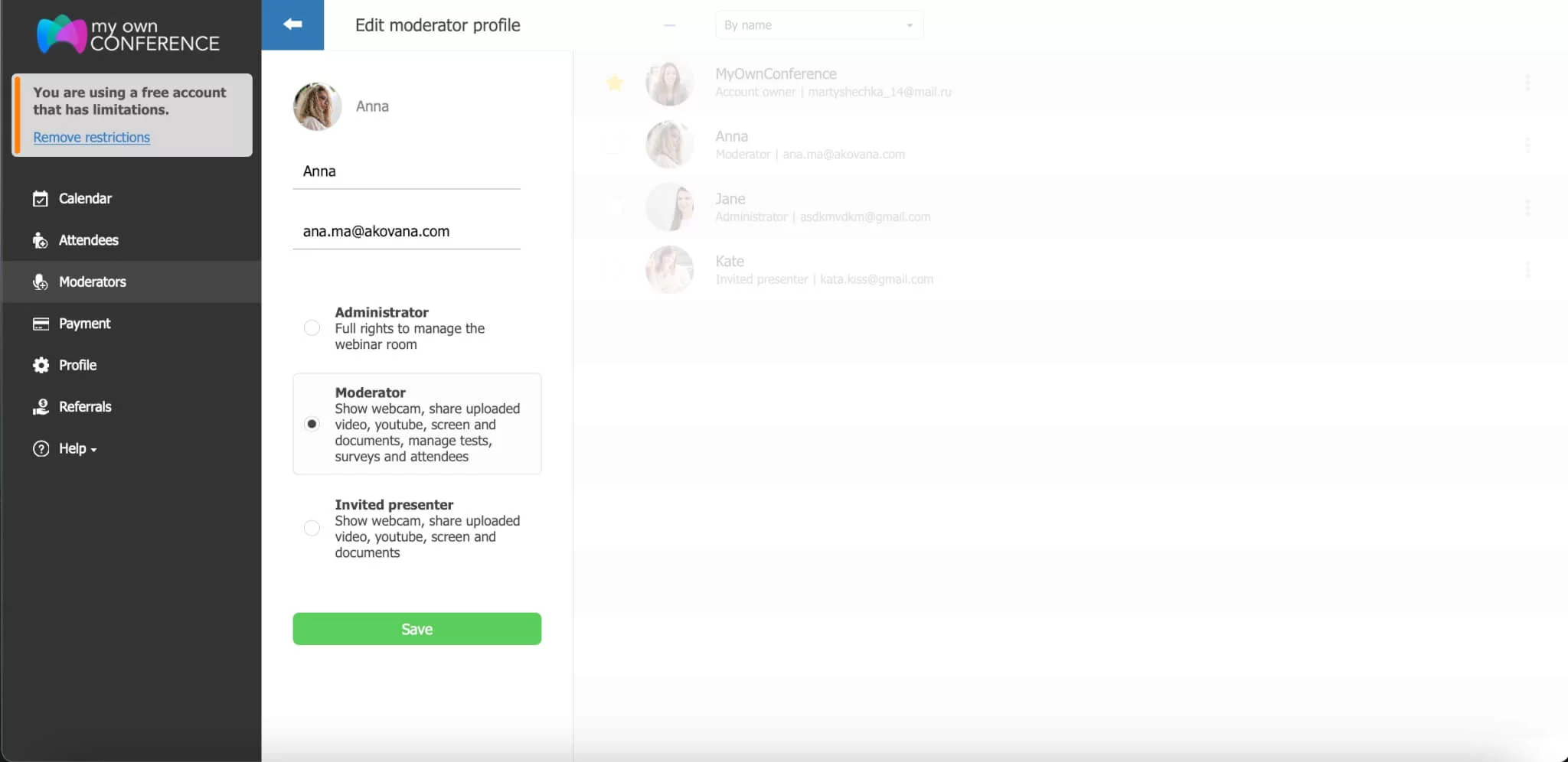 How to change a moderator’s role