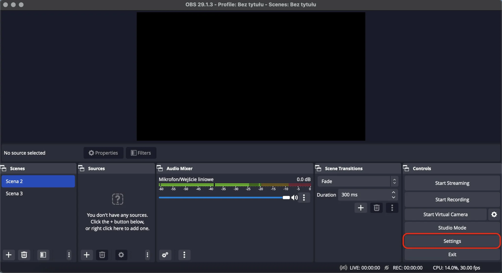 Custom RTMP settings window in OBS