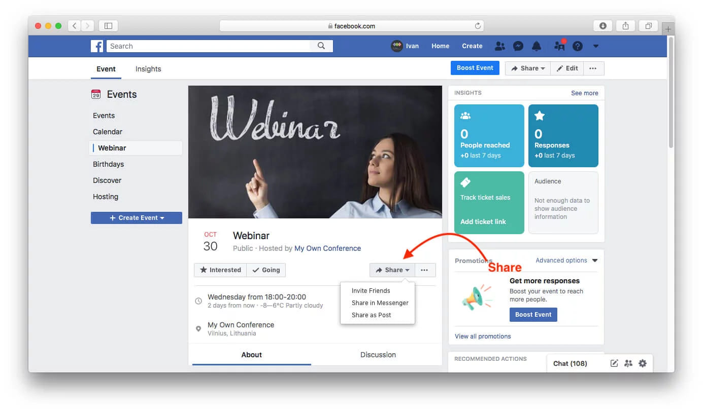 Share Facebook event