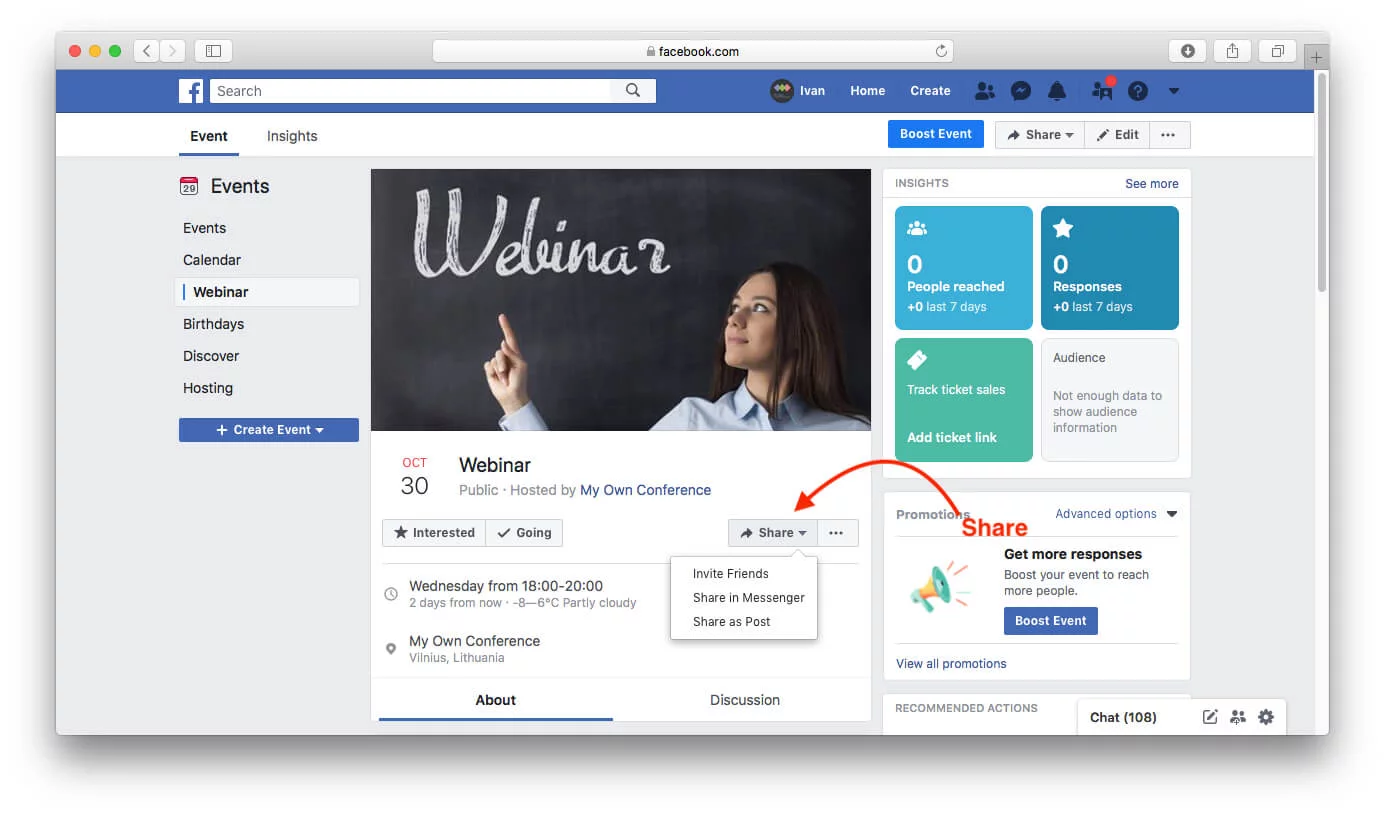 Share Facebook event