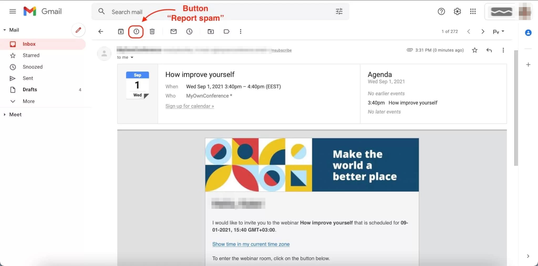 Gmail spam button