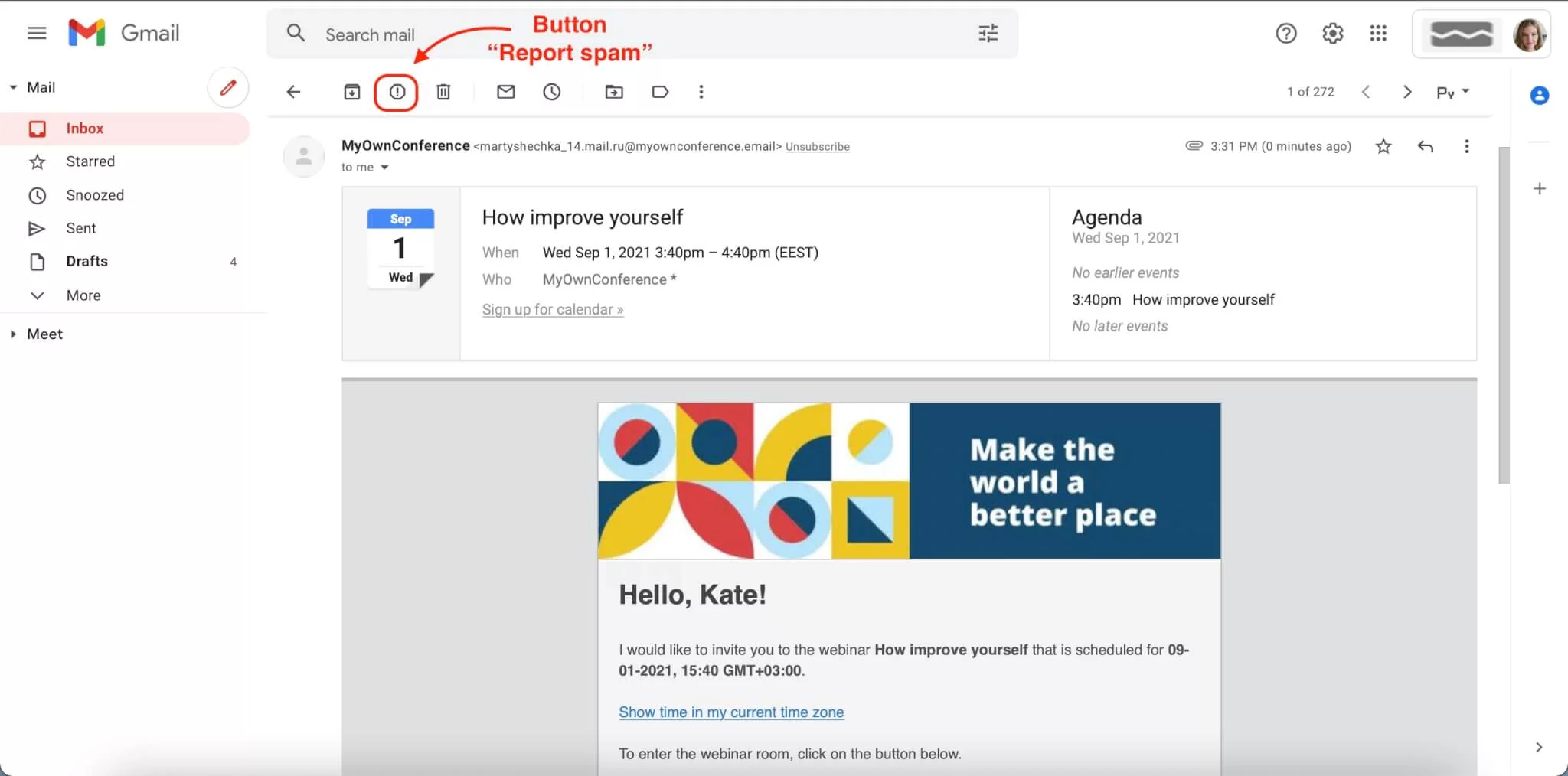 Gmail spam button