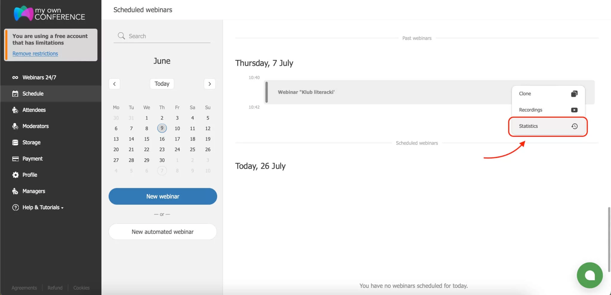 Graph and chart showing webinar attendance trends and participant engagement statistics