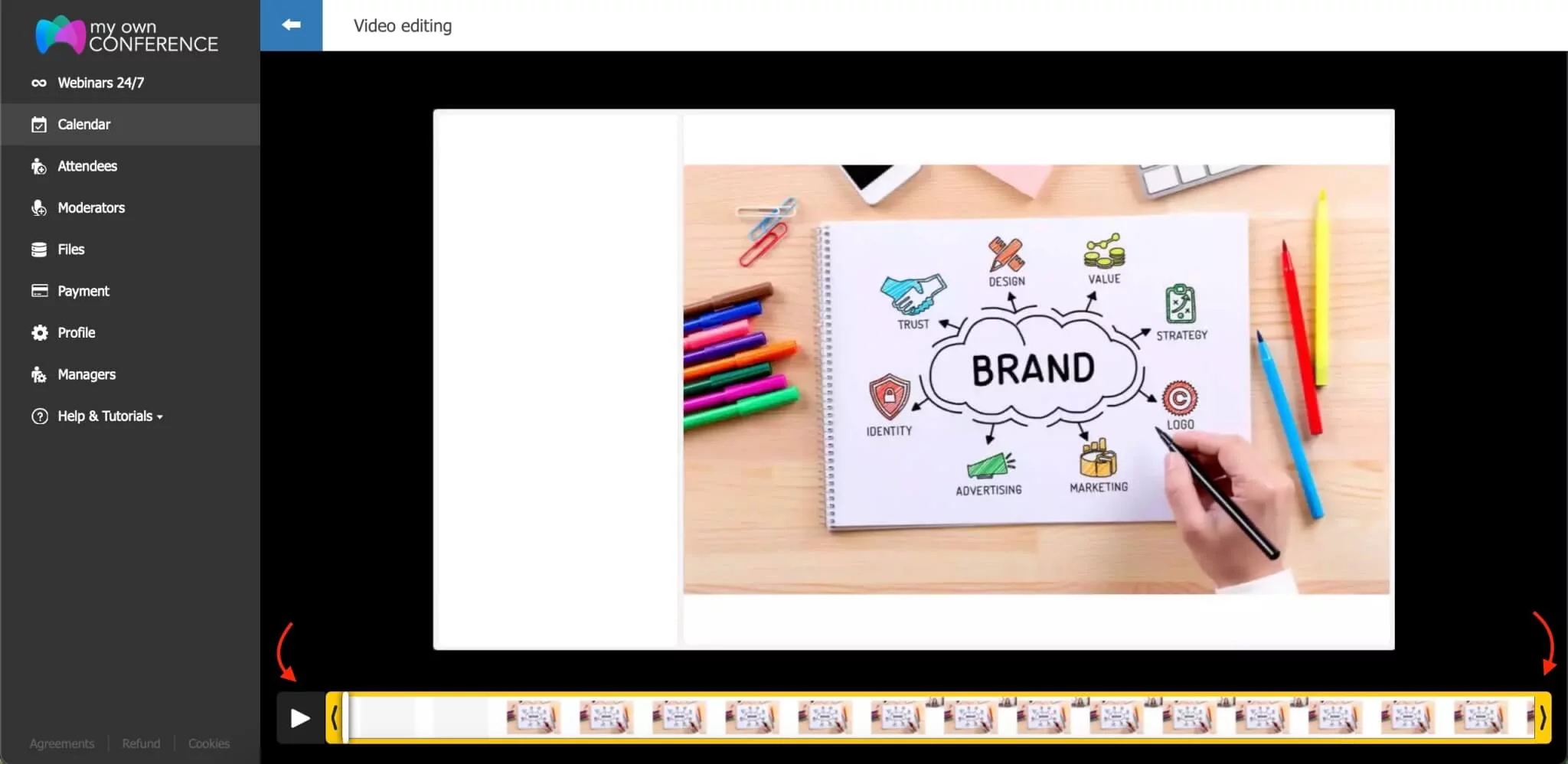 Trim and resize the webinar recording