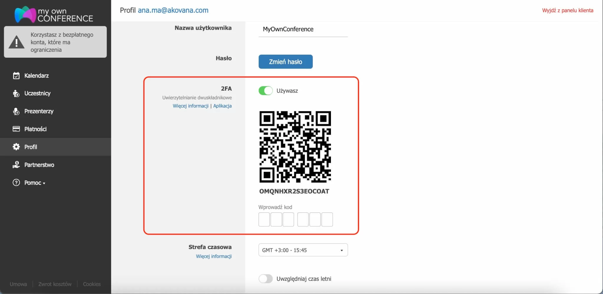 Ochrona danych użytkownika poprzez dodatkowy etap potwierdzenia tożsamości