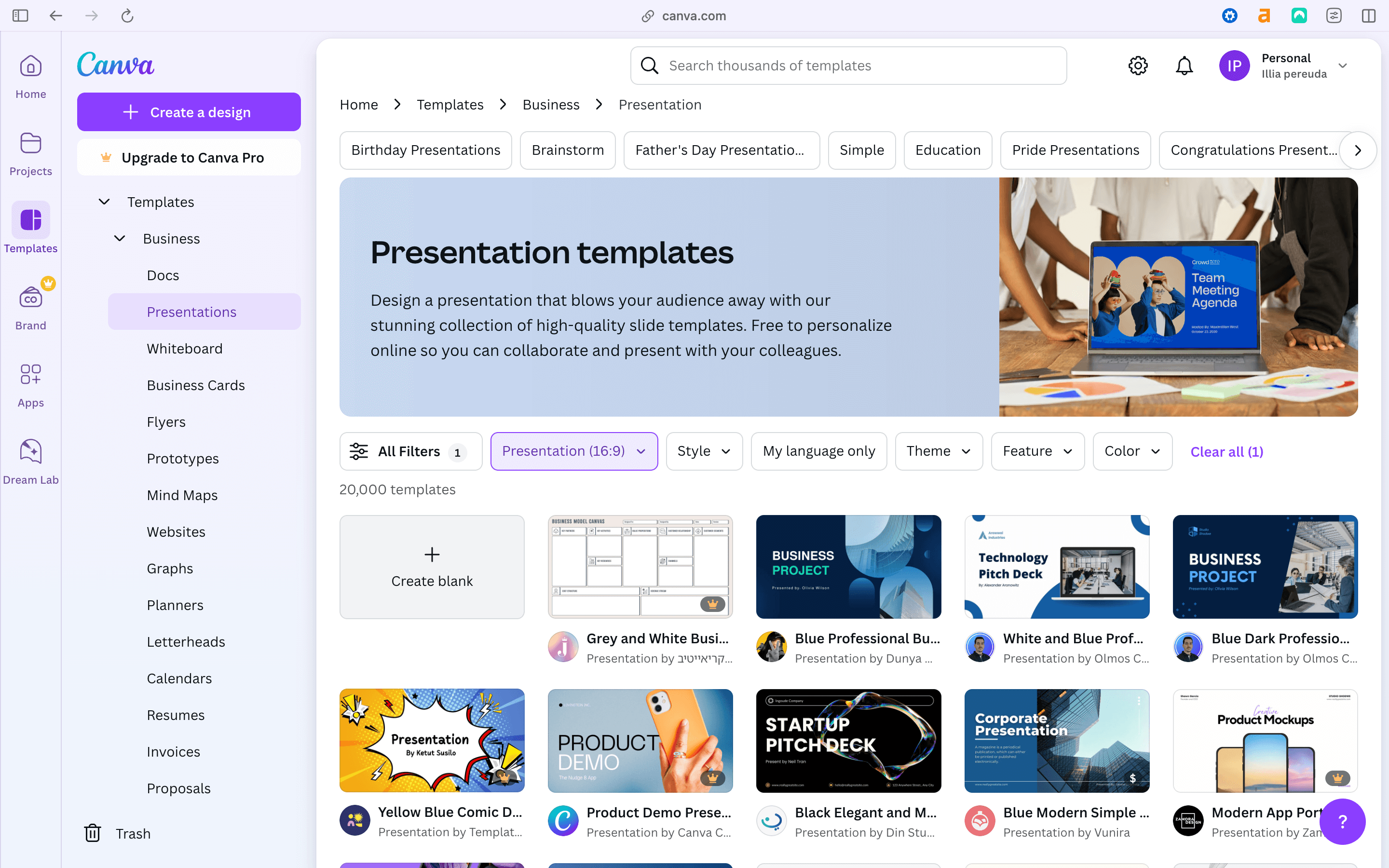 Abstract representation of customizable presentation styles