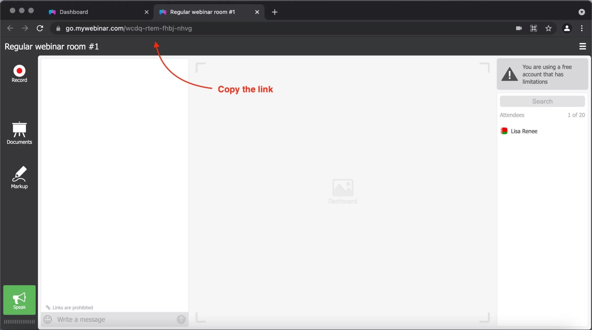 Copy the link to your webinar