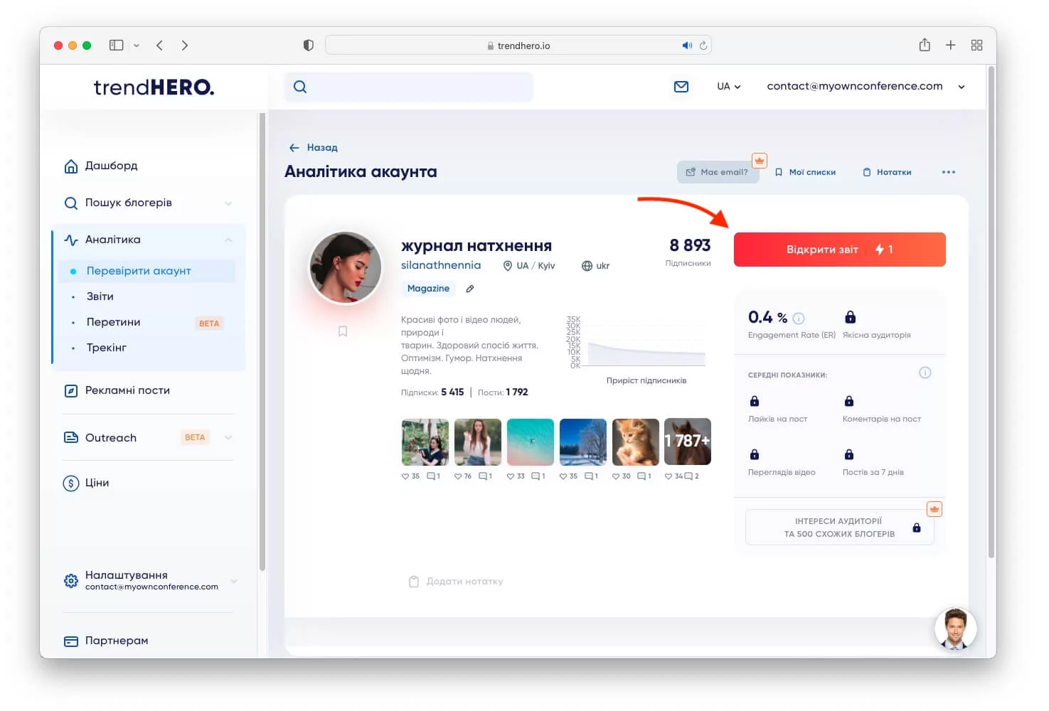 Звіт для просування вебінарів