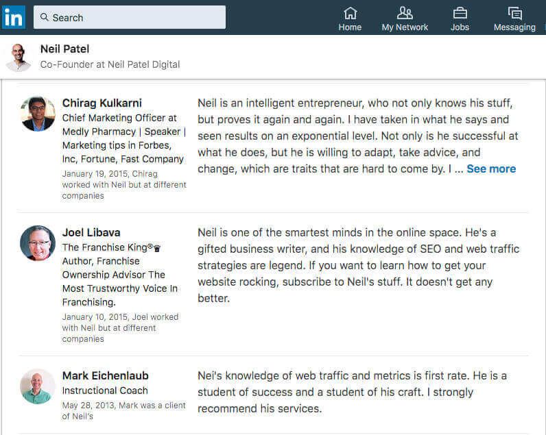 LinkedIn. Рекомендации и отзывы