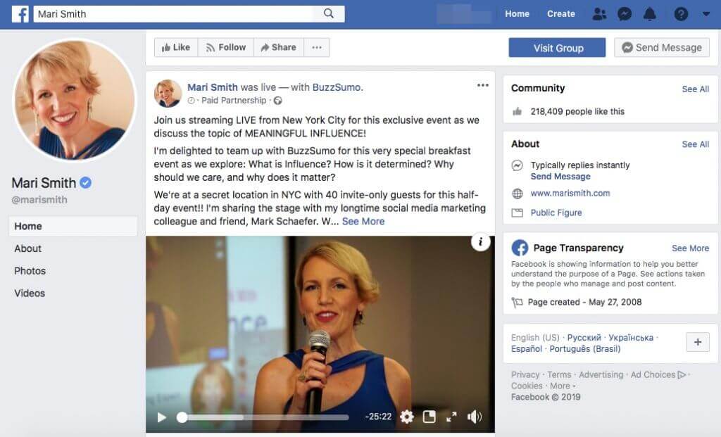 Мэри Смит Facebook