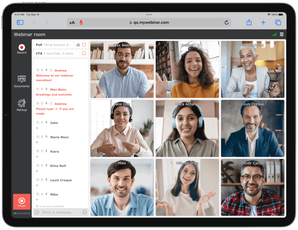 Collaborate online with video, audio, and screen sharing
