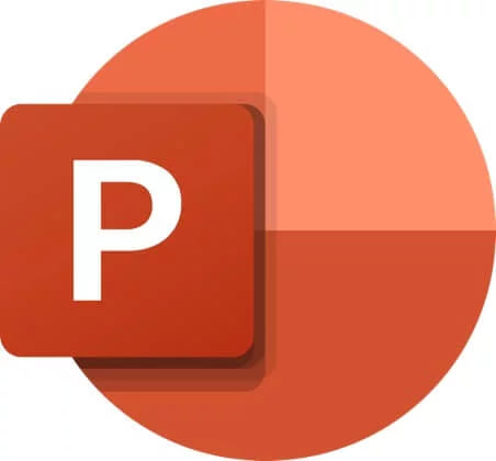 The PowerPoint icon, a white letter P on an orange square over a circle