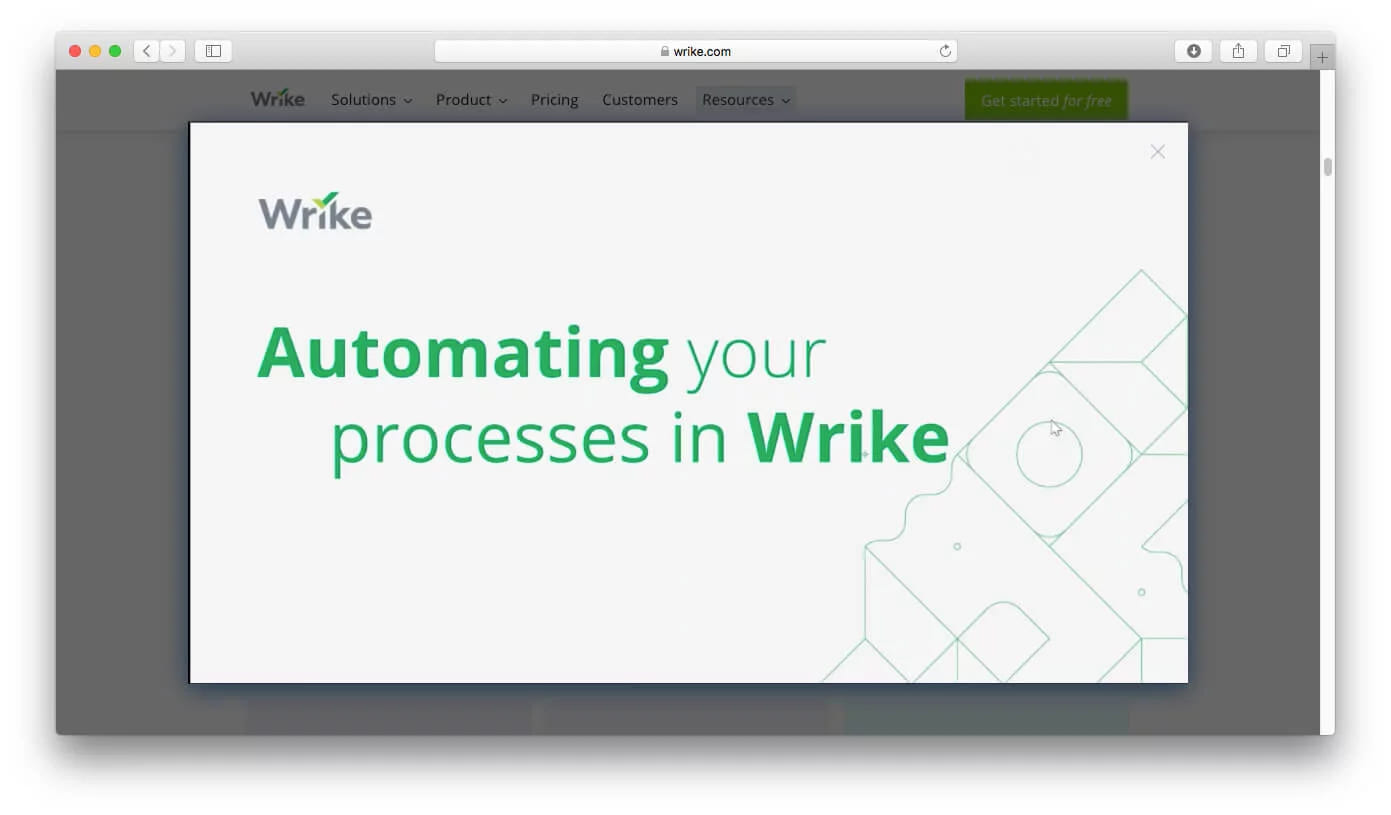A product webinar opening in a browser overlay on its title slide about automating work processes