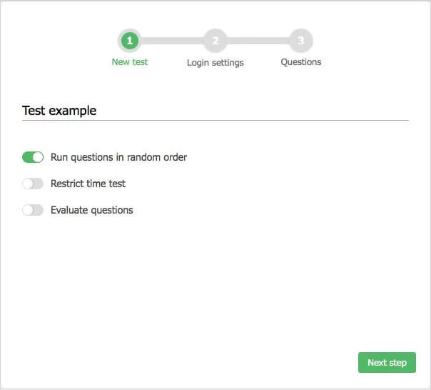 Randomized order in the test settings