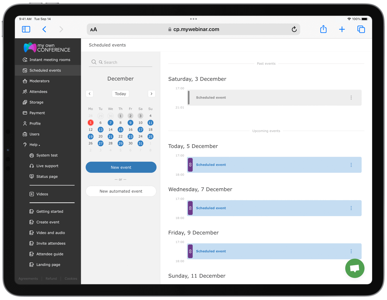 Schedule webinar events in a calm environment