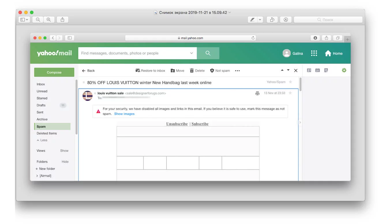 Unauthorized email sending