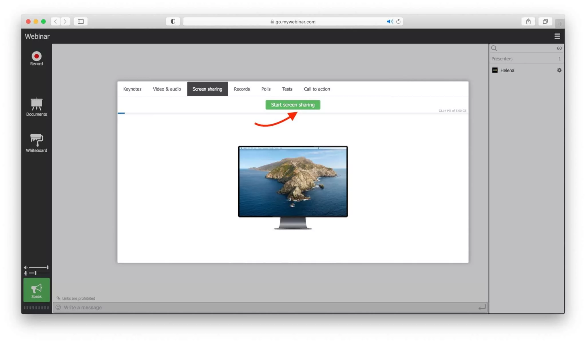 start screen sharing