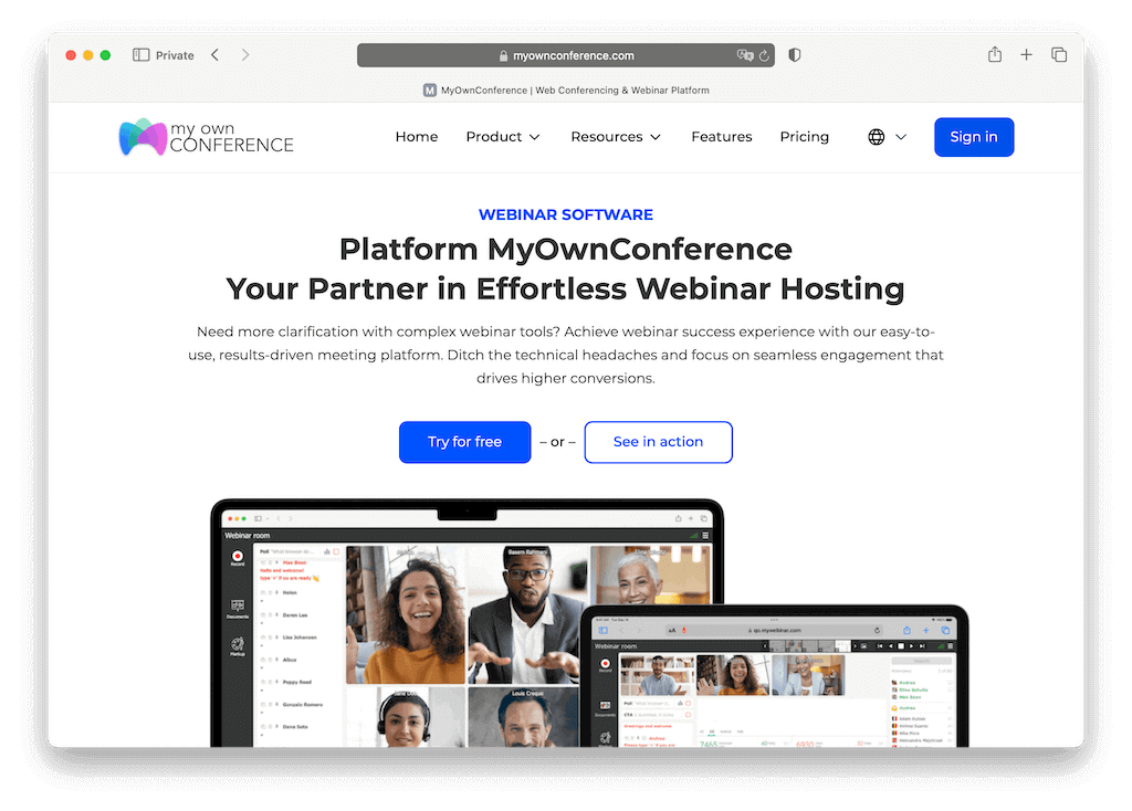 Elevate your events with a simple webinar platform MyOwnConference