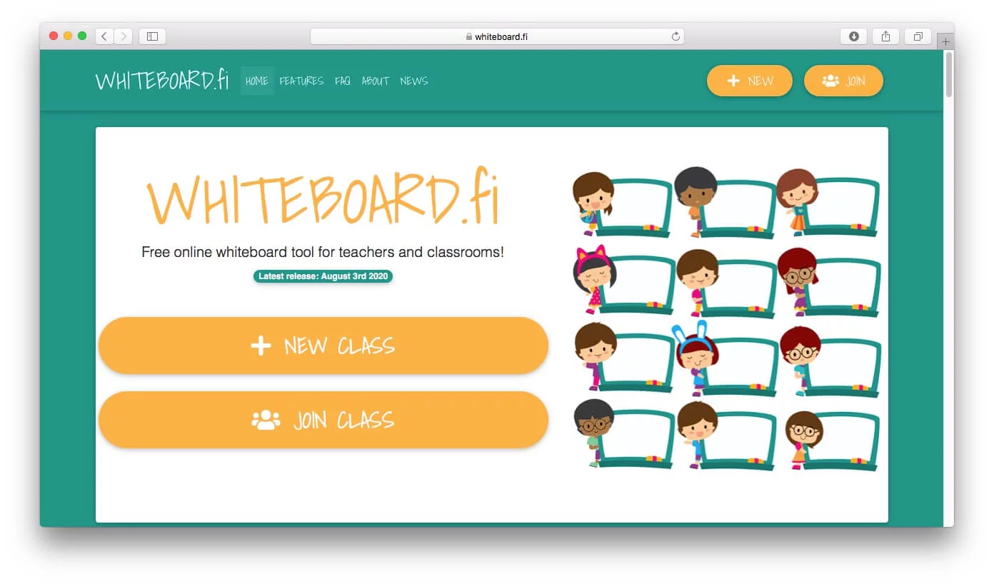 Free online whiteboard tool for teachers and classrooms