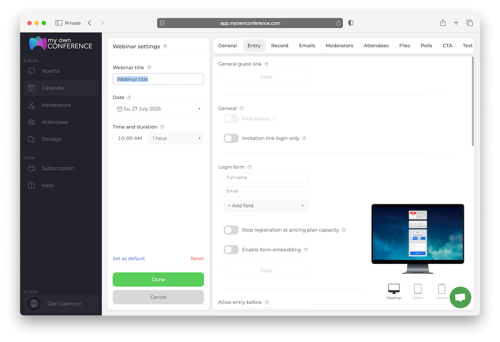 Exclusive webinar registration pages