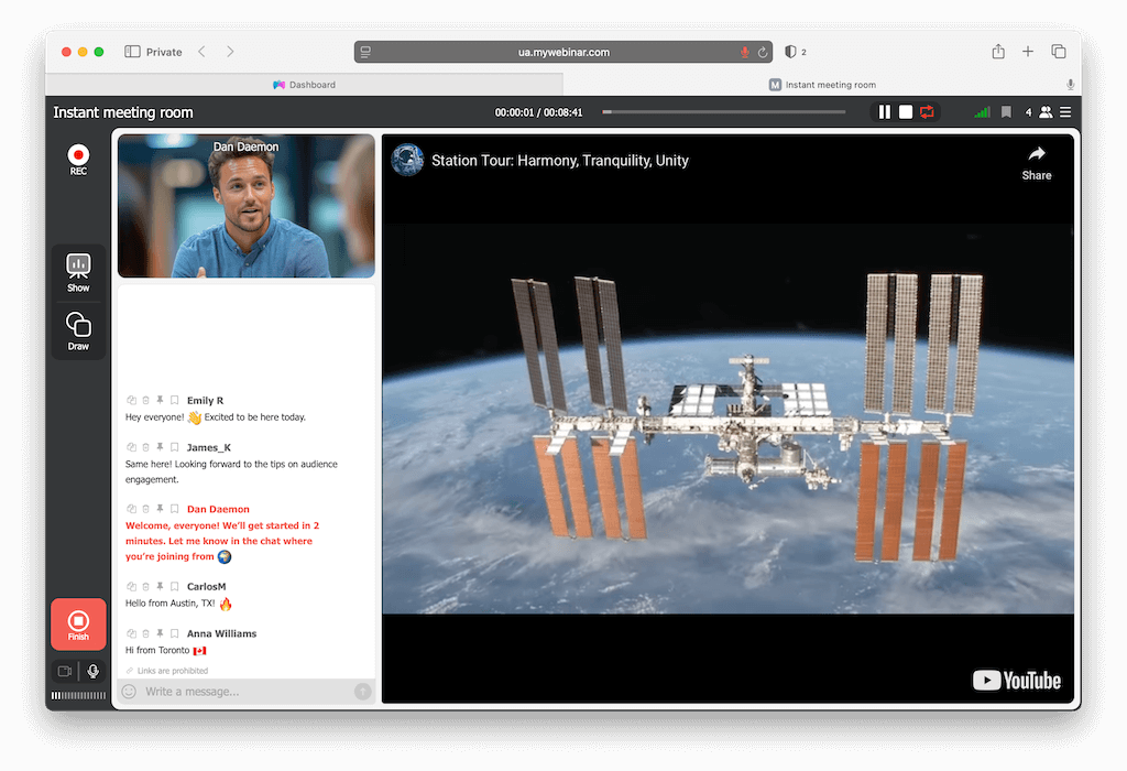 Stream YouTube, Vimeo, MP4 during webinars